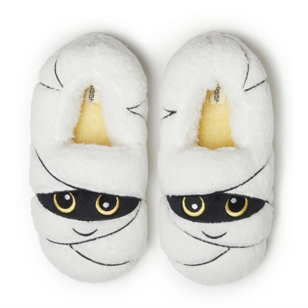 Dearfoams Cozy Comfort Halloween Unisex Mummy Closed Back Slippers, Size Small